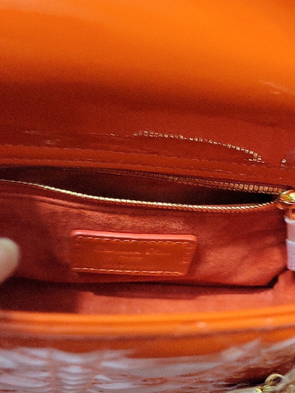 CHRISTAIN DOIR Orange Patent Lady Dior Mini Bag with Gold Hardware - Picture 10 of 16